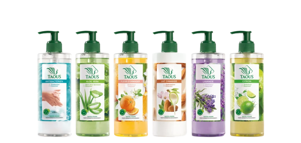 Savons liquides Taous 250 ml, six senteurs